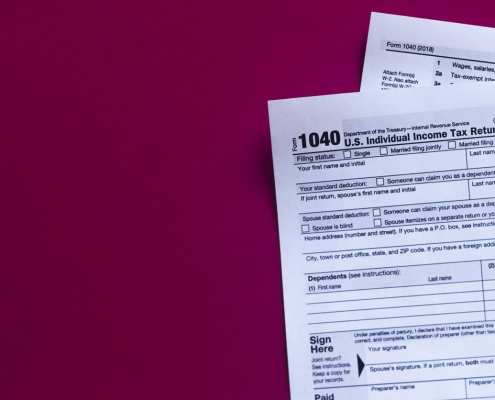 photograph of tax form 1040