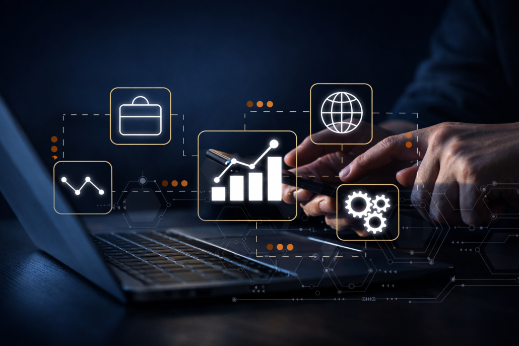 High-income business owner tracking tax planning fees on a laptop and phone for 1099 income tax planning and business tax planning.